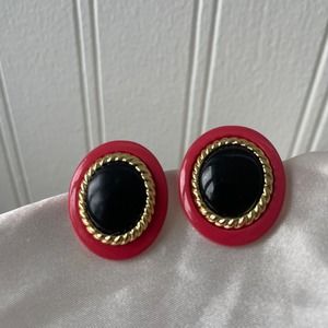 Pink, Red, Black & Gold Rope Statement Earrings